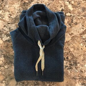 Noble Women's Blue  FLEECE COWL Long Sleeve Pullover Top Size M